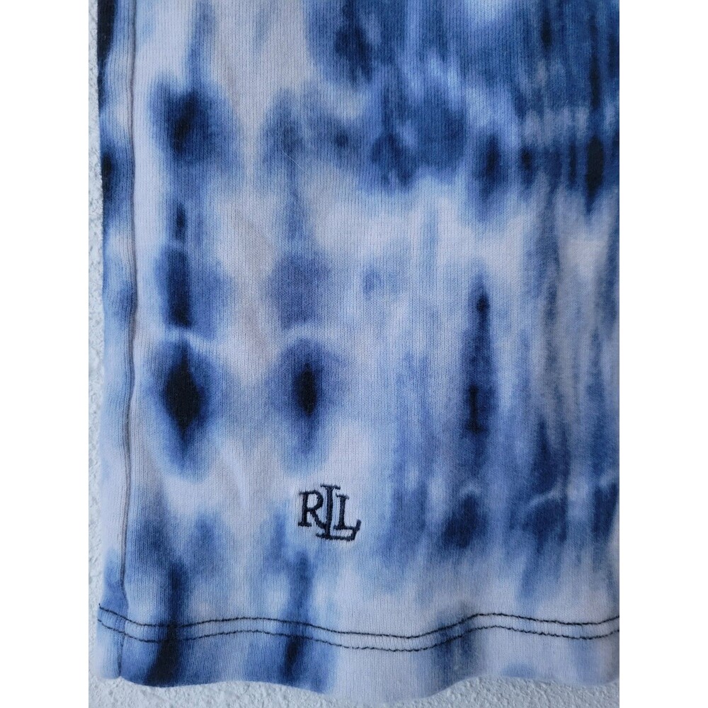 Lauren Ralph Lauren Blue Tie Dye Top Womens Large 100% Cotton Shibori Shirt - Picture 4 of 8